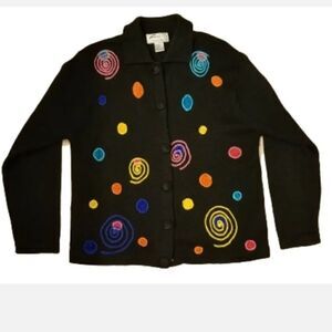 Victoria Harbour Black Vintage 90S Knit Cardigan Sweater Sz Large